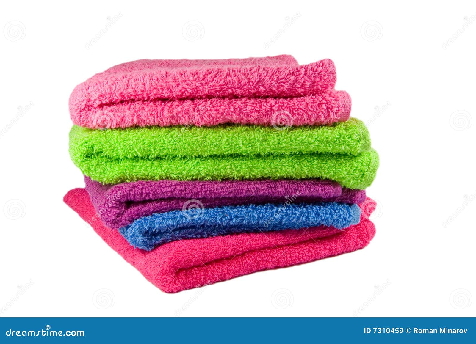 Colored towels stock image. Image of terry, five, pink 7310459