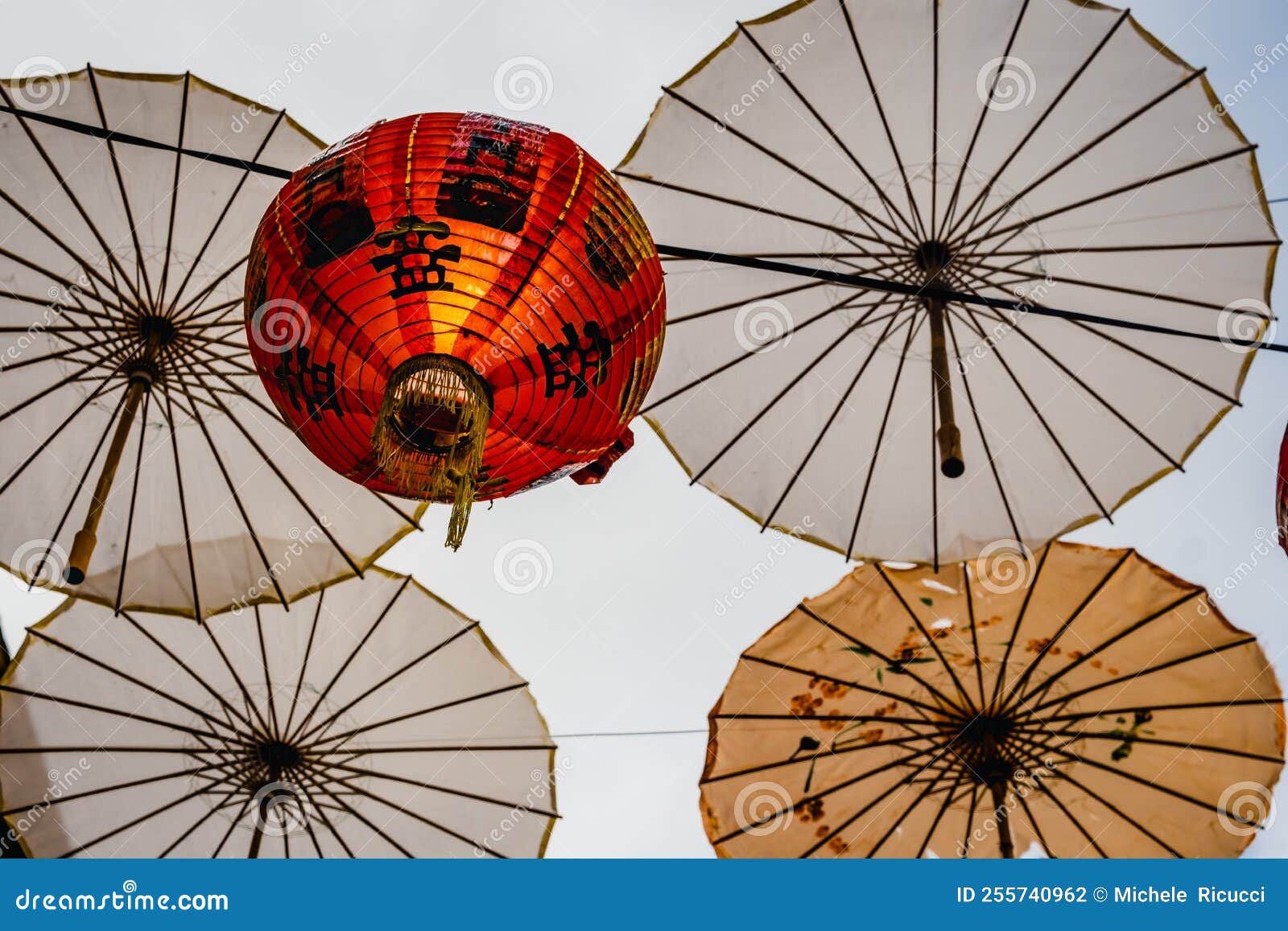 fashion umbrellas chinese neighborhood of mexico city traditional cultural street sunshade parasol