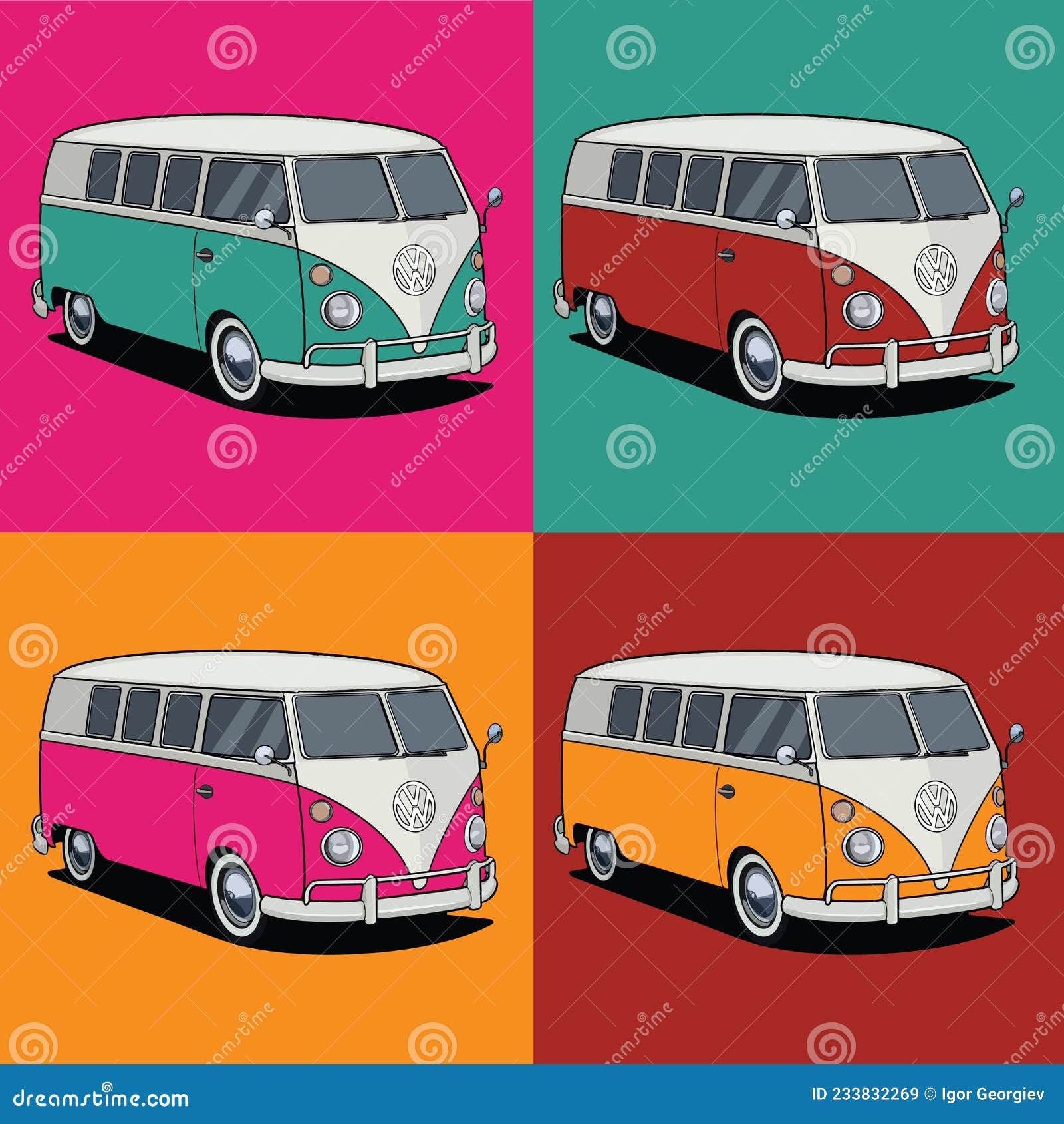 Digital Prints Prints Colourful VW Campervan Printable Art Art ...