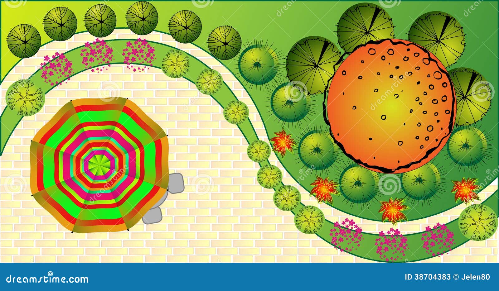 Colored Vector Landscape Plan Stock Vector - Illustration of