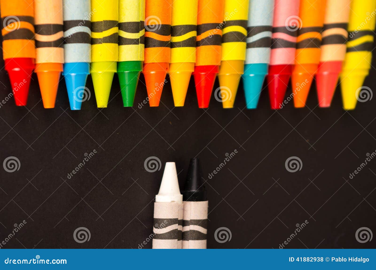 Colored Versus Black and White Crayons Stock Photo - Image of background,  green: 41882938