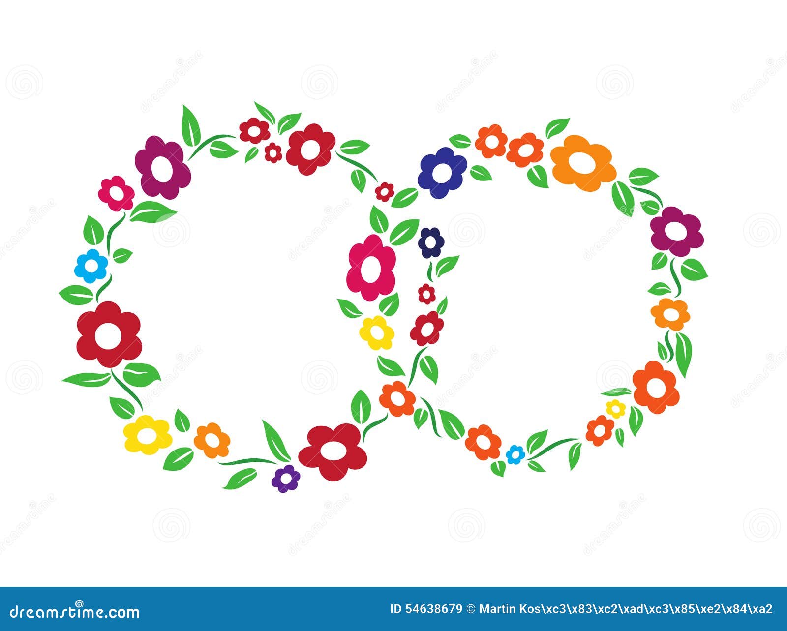 Colored Vintage Flower Ring Frame Decoration Stock Vector