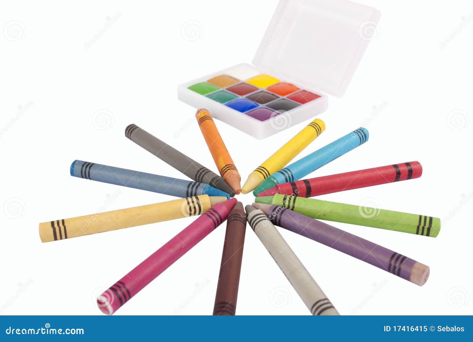 Colored Wax Pencils And A Watercolor Stock Image Image of educational