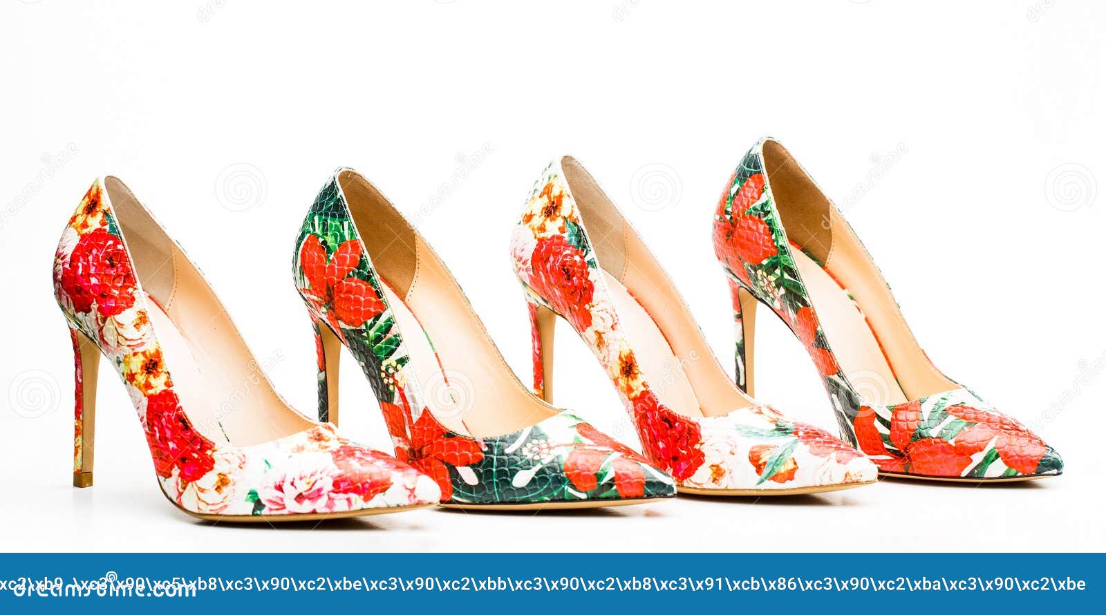 Colored Women Shoes On White Background. Colorful Leather Shoes ...