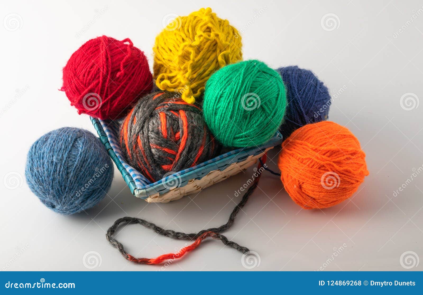 Colored Wool Knit Balls Placed on a Stock Photo Image of hobby, fiber 124869268