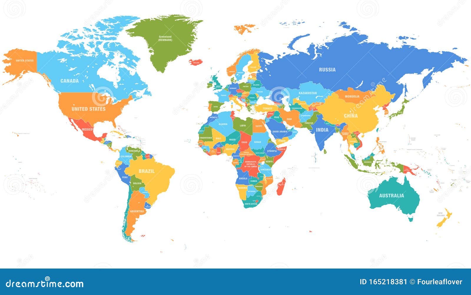 colored world map. political map