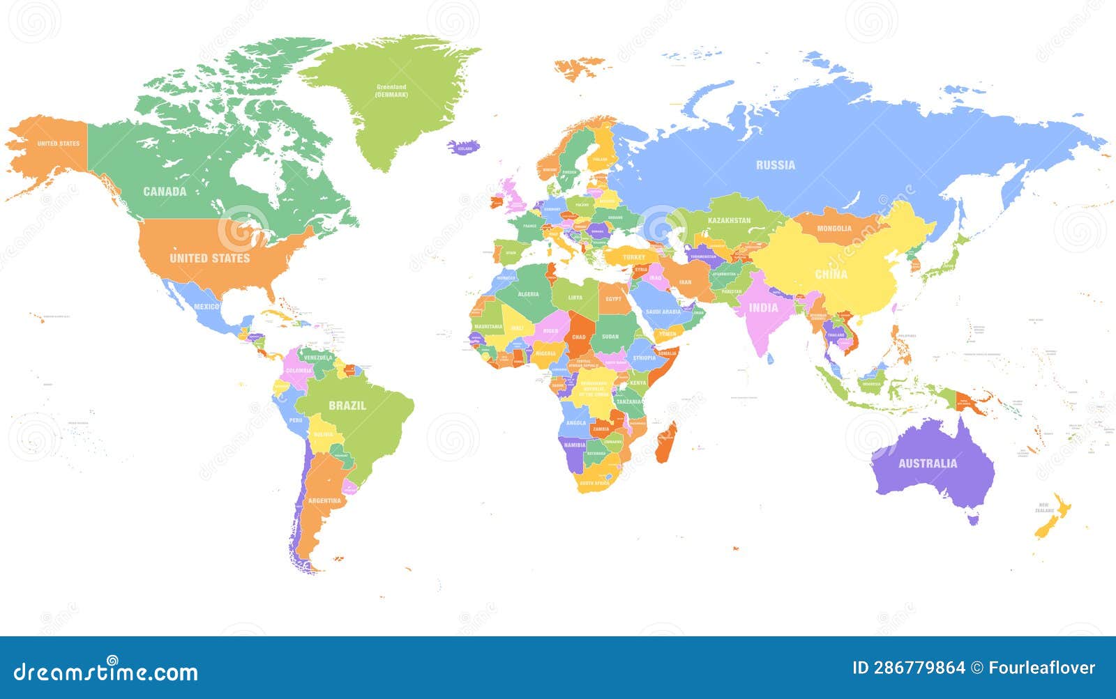 Colored World Map Political Maps Colourful World Countries And