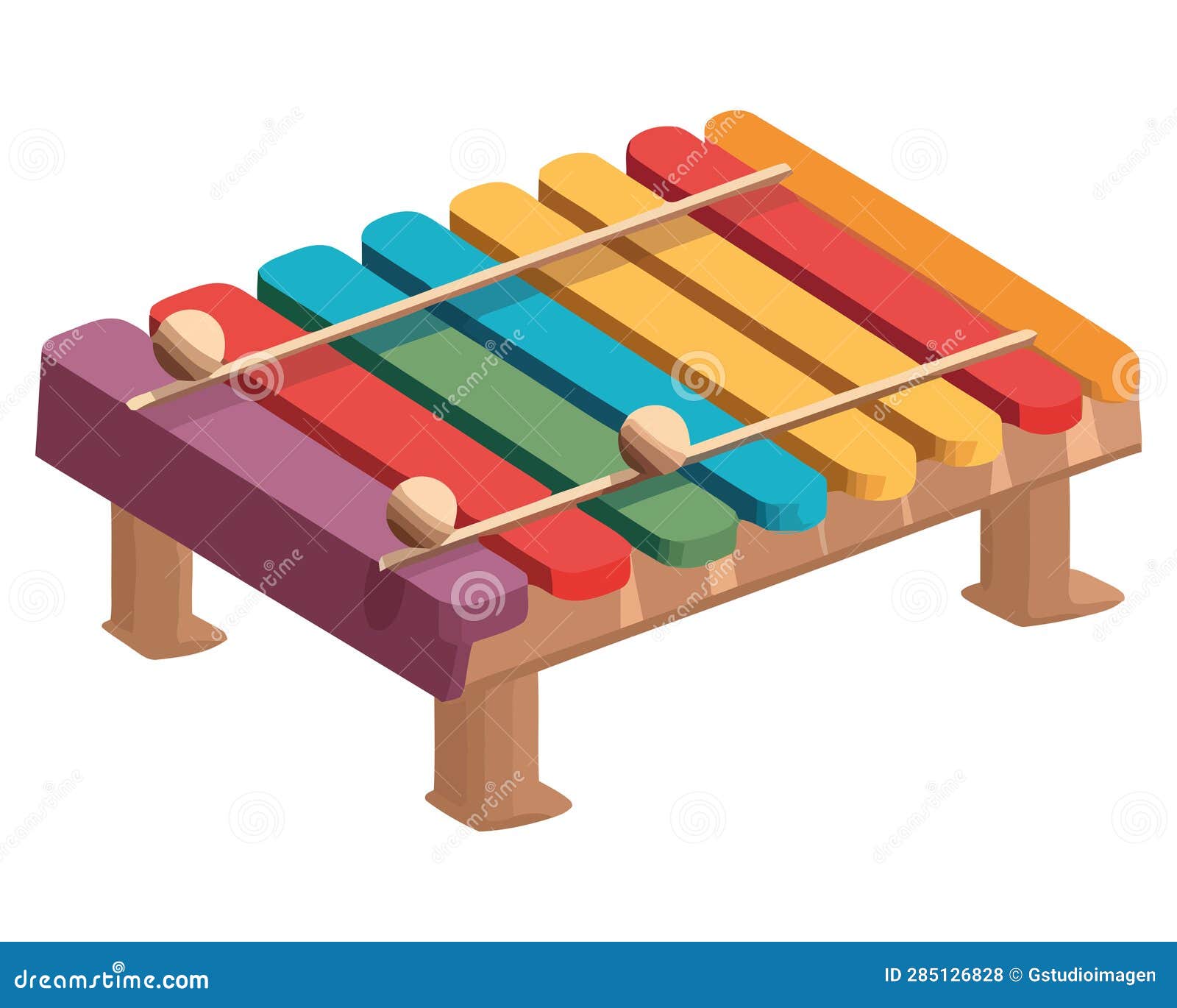 Xylophone , Part Of Musical Instruments Set Of Realistic Cartoon Vector