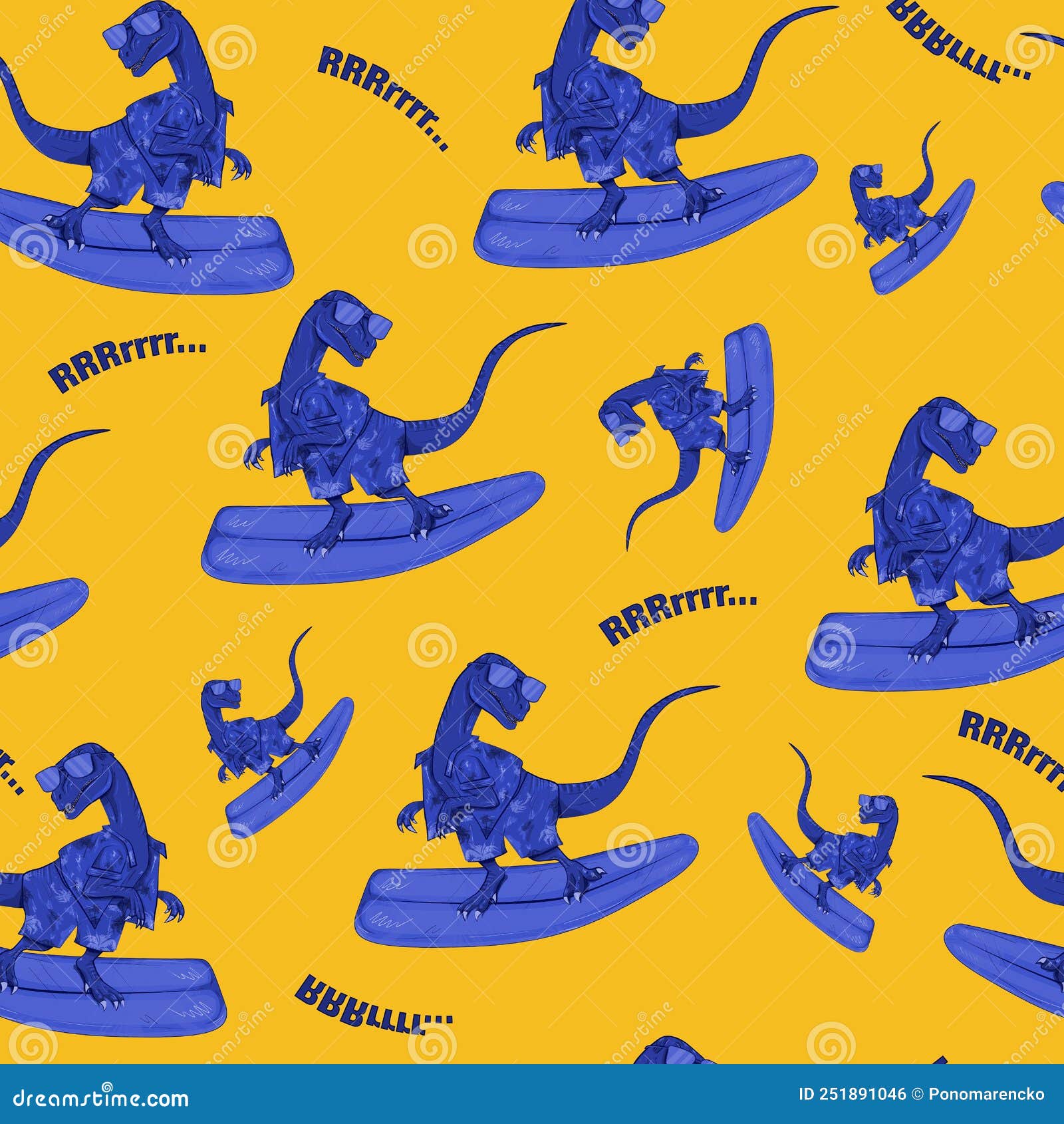 Colores Azul Y Amarillo Dinosaurios Fondo De Pantalla Surfista Stock de  ilustración - Ilustración de dinosaurio, cubo: 251891046