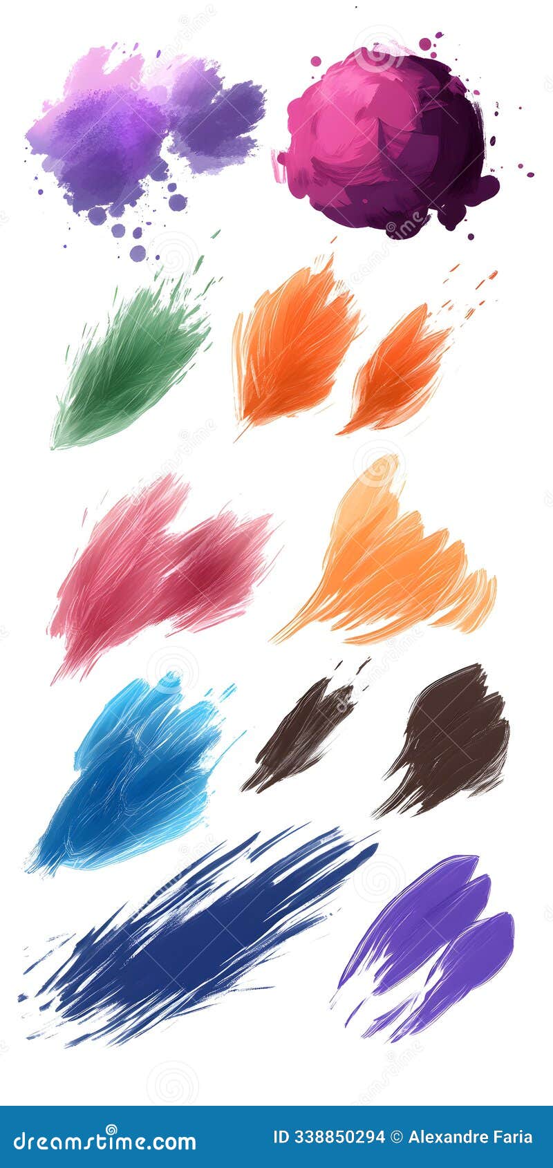 colorful abstract brush strokes and paint splashes