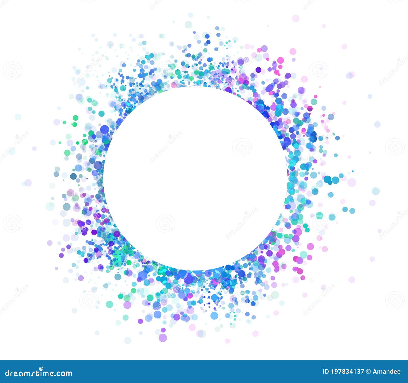 Colorful Abstract Circle Frame Paint Spatter or Spray on White