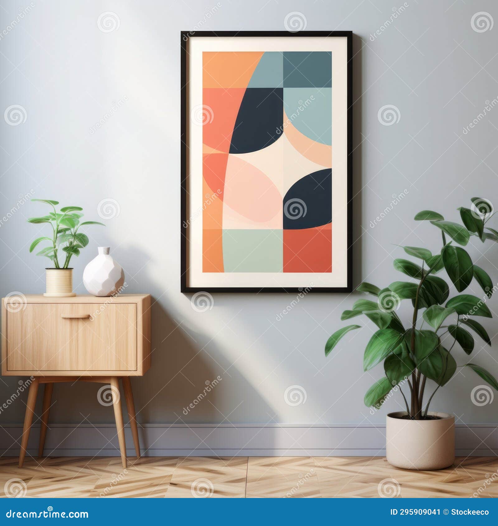 Colorful Abstract Modern Art Frame Mid-century Illustration Style Stock ...