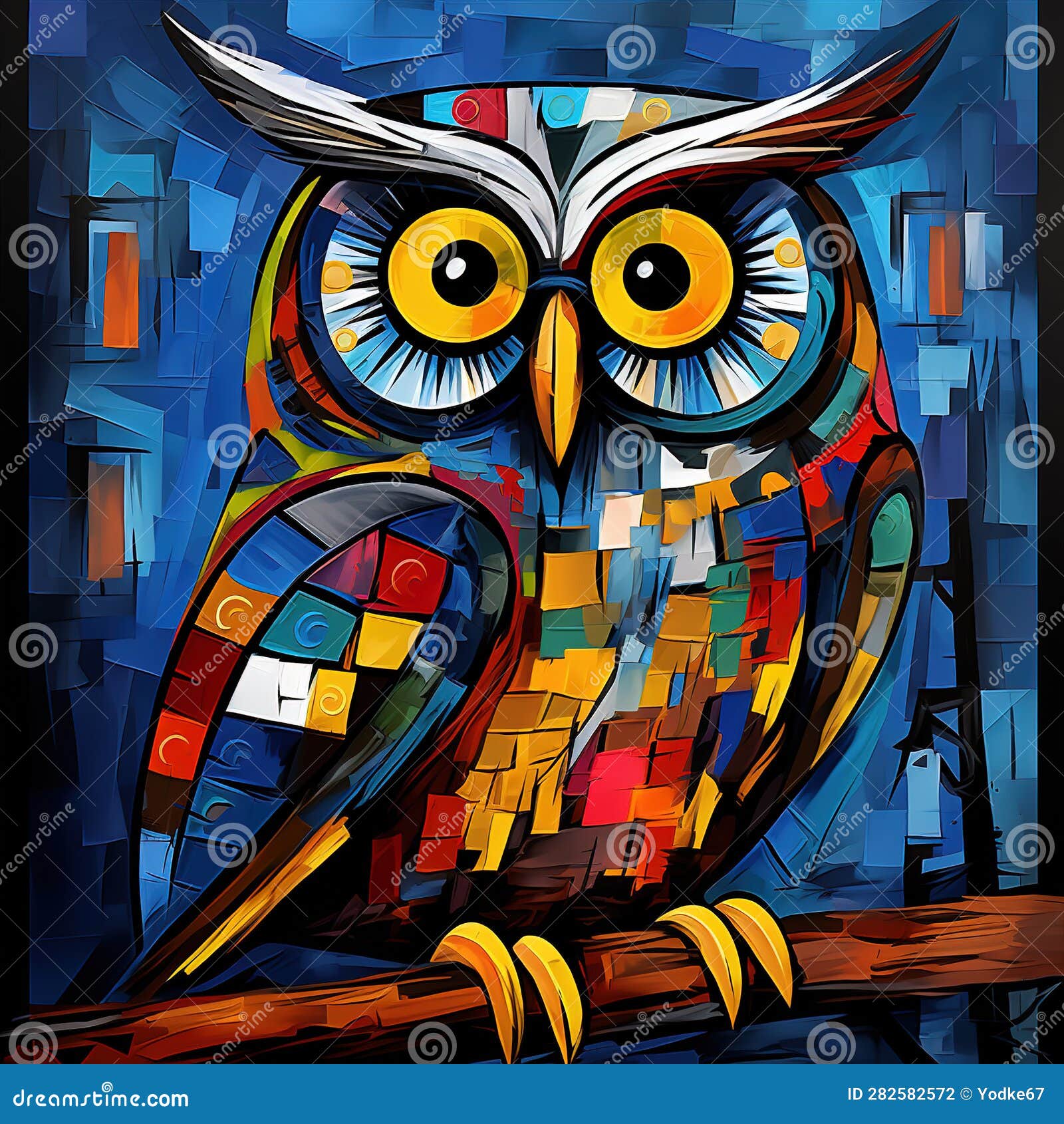 colorful abstract owl painting. bird. animals art. , generative ai