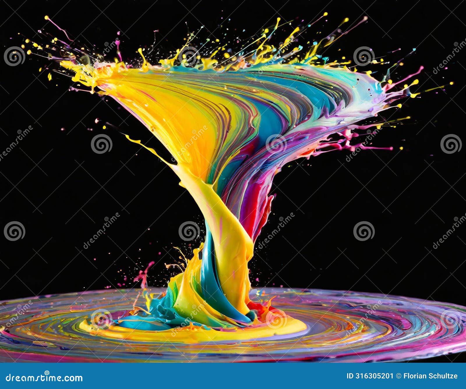 colorful abstract paint splash resembling a vibrant tornado