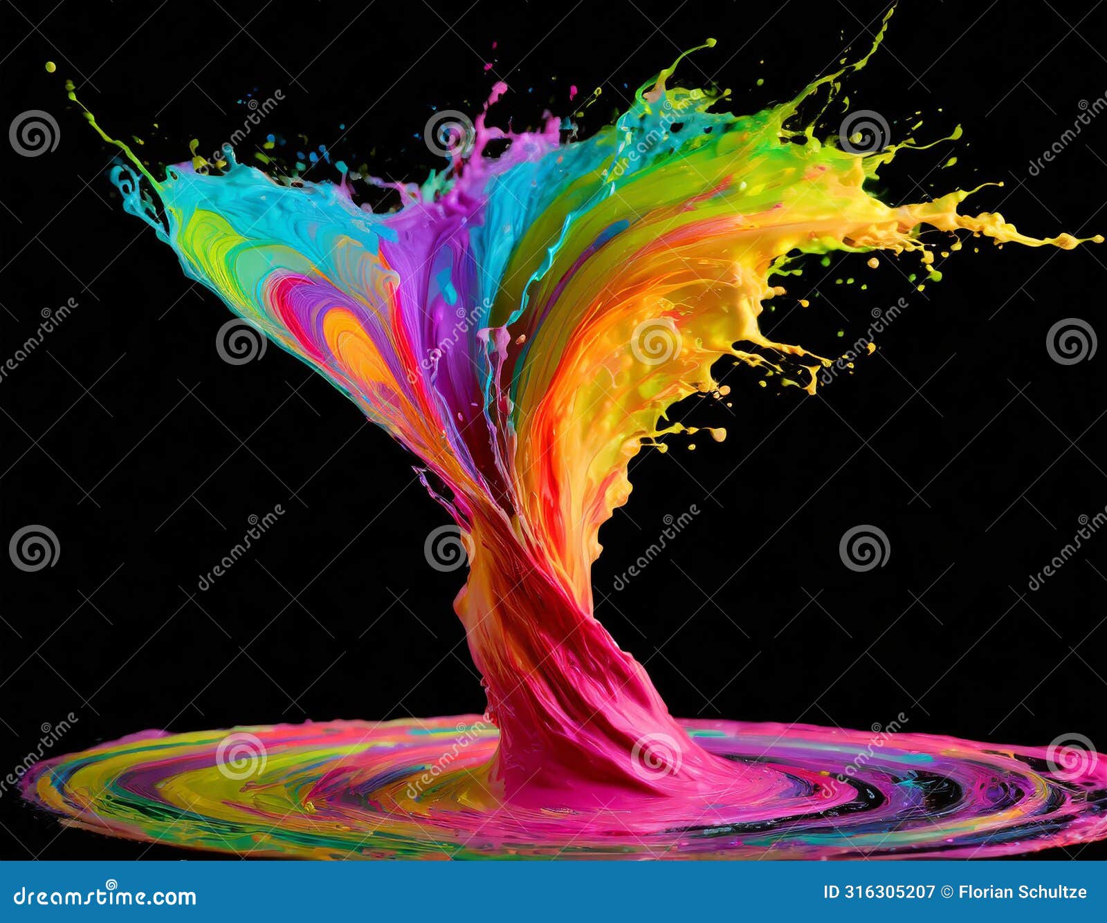 colorful abstract paint splash resembling a vibrant tornado