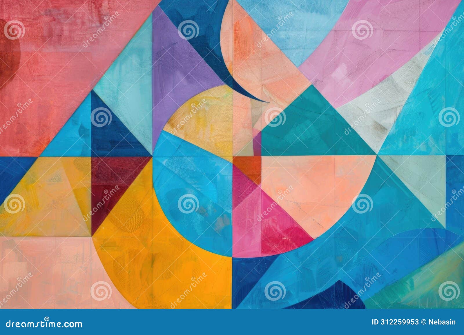 a colorful abstract painting featuring a harmonious composition of geometric s in bright and bold hues. the 