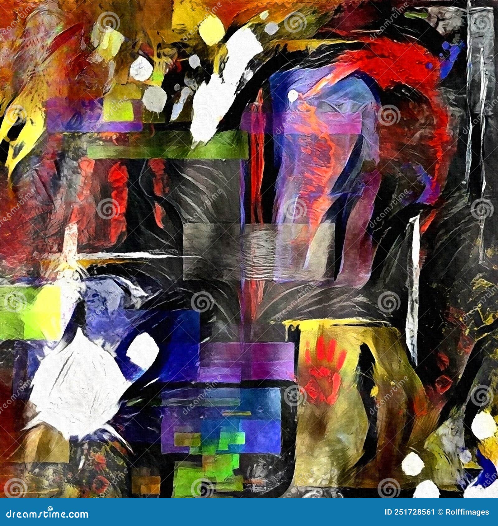 Colorful Abstract Painting. Modern Digital Art Stock Illustration