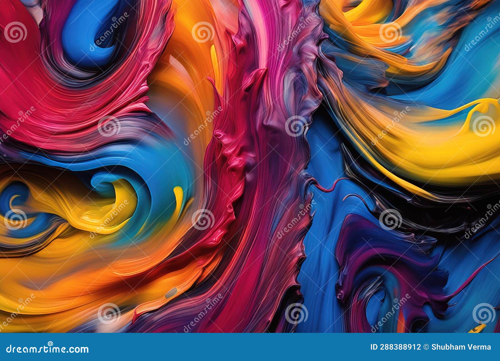 Colorful Abstract Painting with Swirls.colorful Abstract Painting with ...