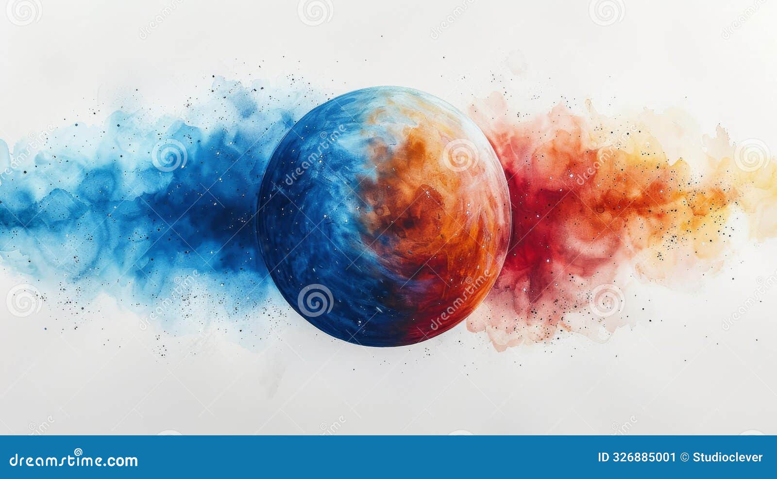 colorful abstract planet with blue and red - generative ai