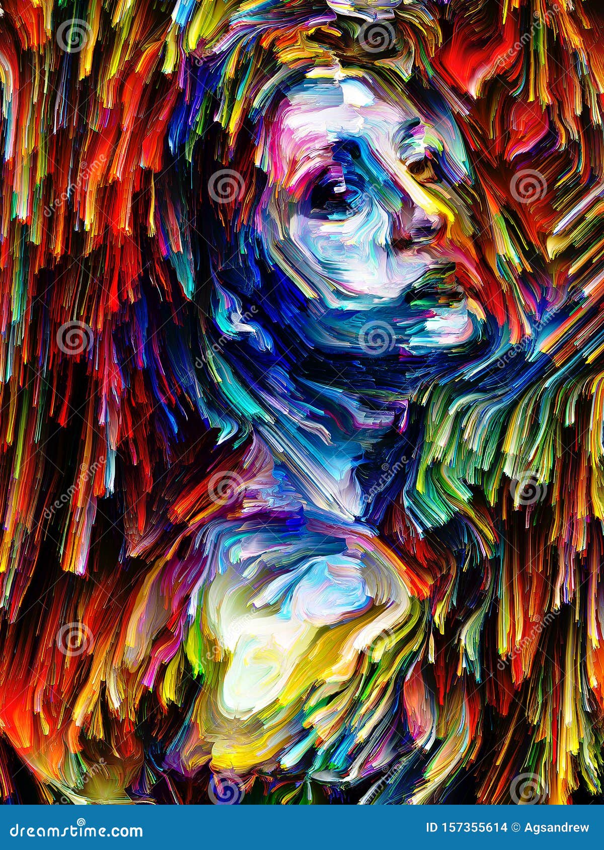 Colorful Abstract Portrait Painting Stock Illustration - Illustration of  abstract, background: 157355614