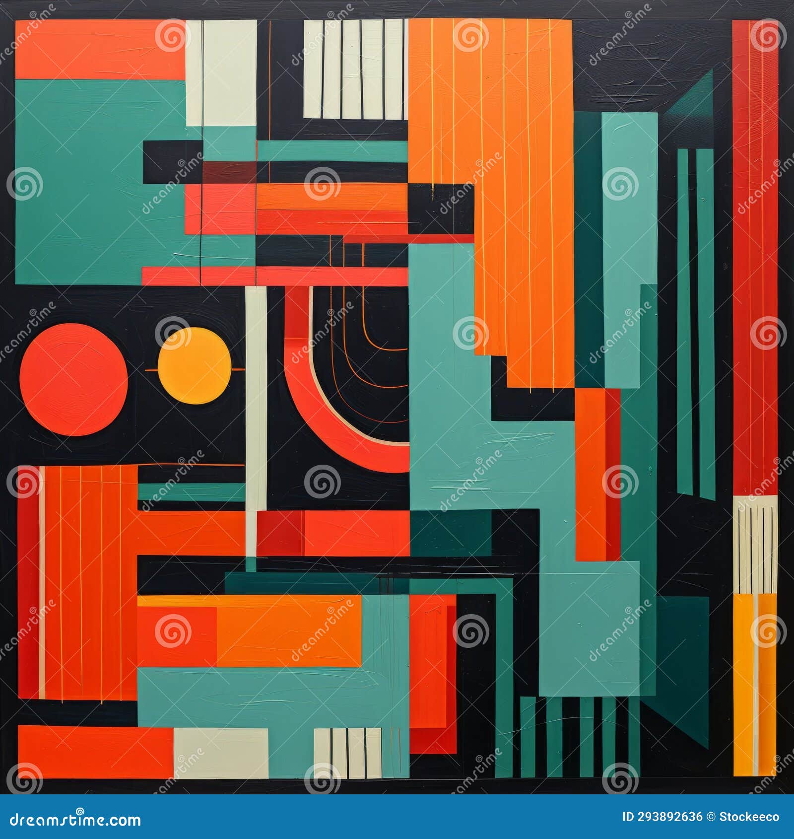 colorful abstract painting with large orange and green squares