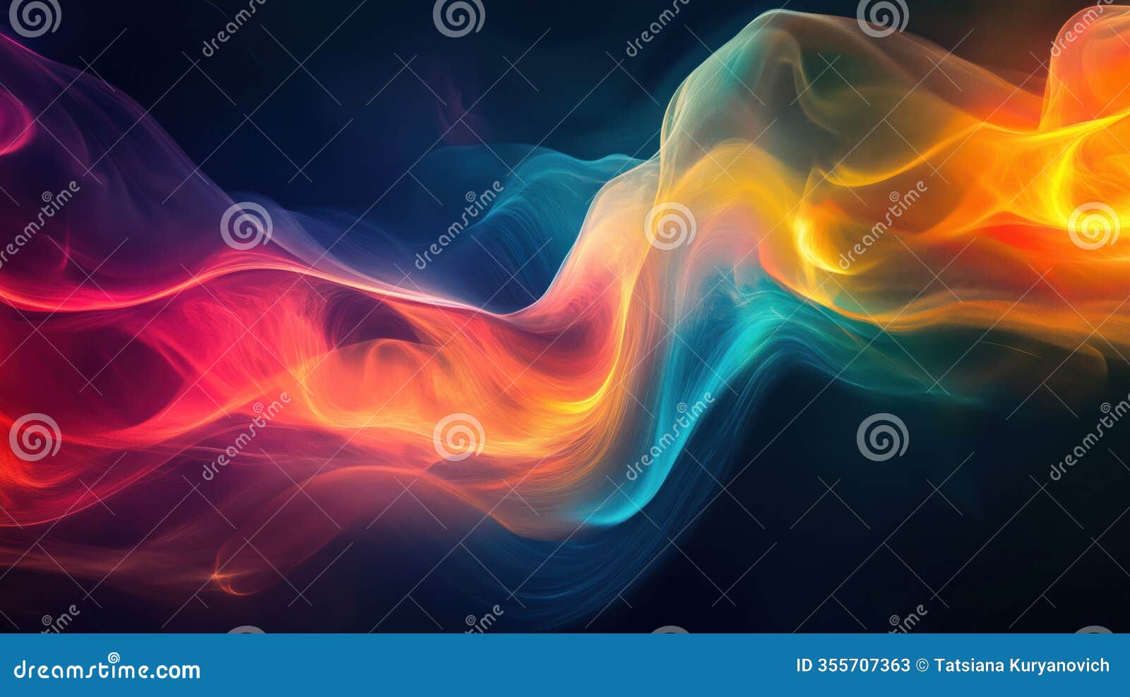 colorful abstract waves, vibrant hues, smooth flowing patterns, dark background