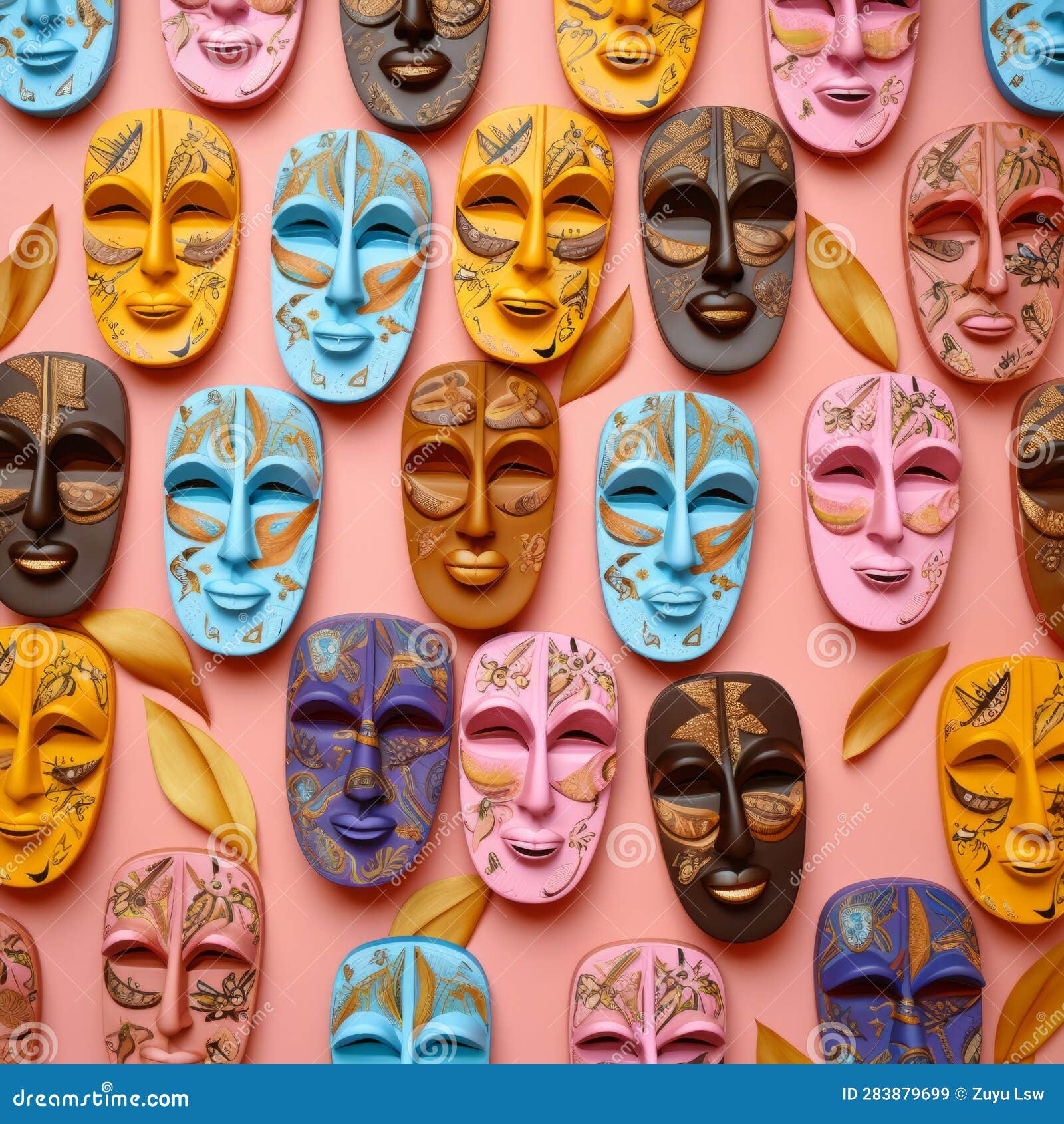 African, Hawaiian or Aztec Ethnic Tribal Ritual Masks Shaped after ...