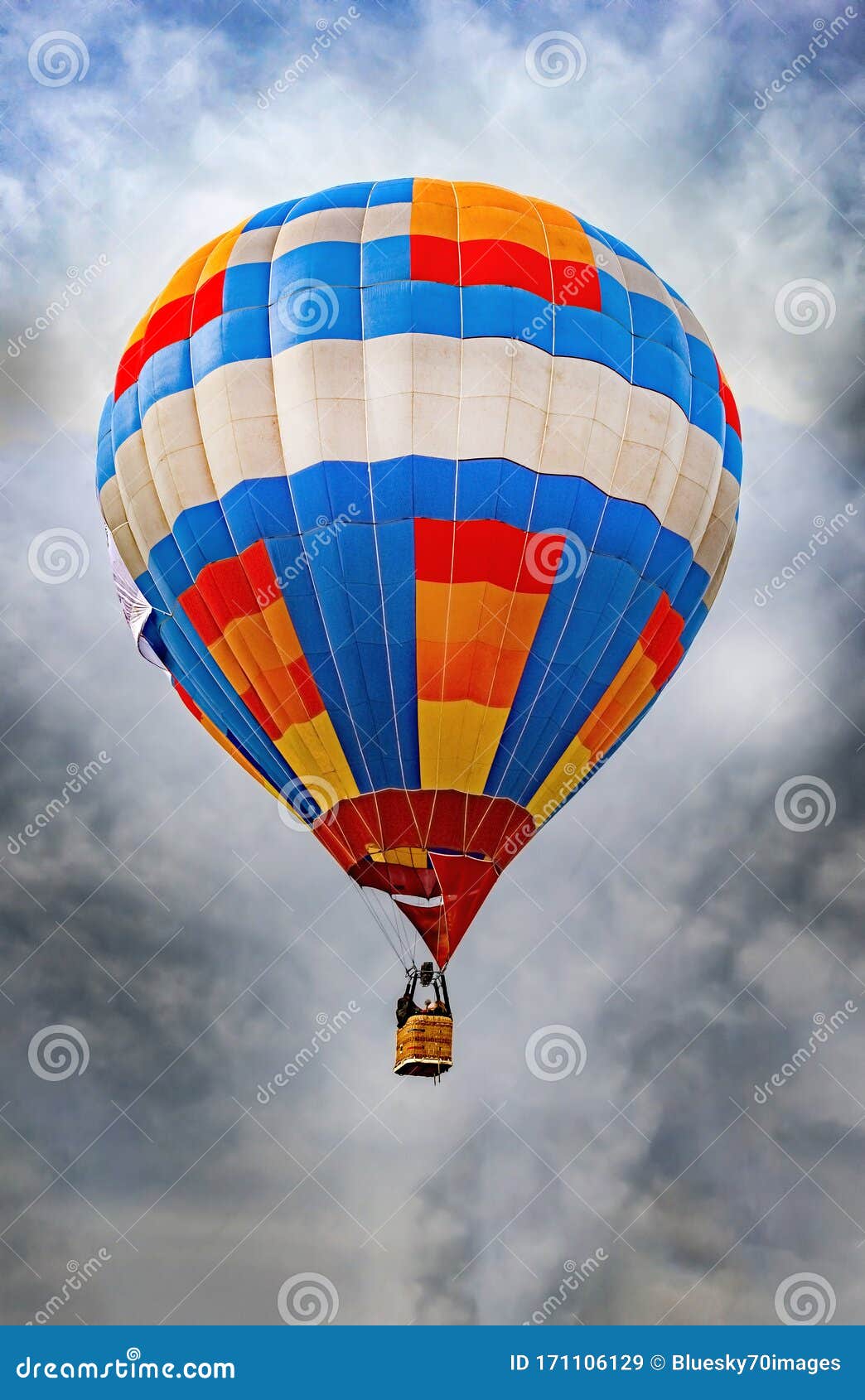 colorful airballoon in a dangerous flight up