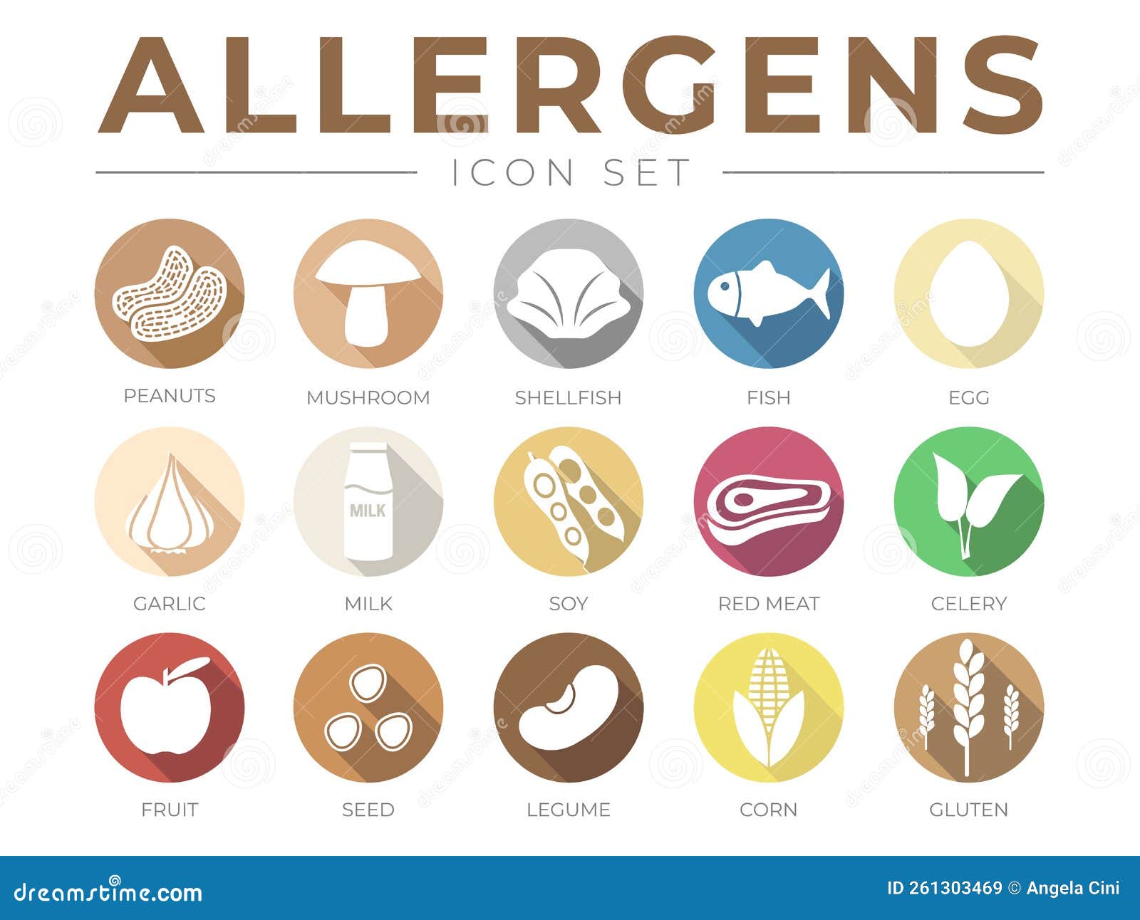 Allergens icon set in glyph style vector illustration cartoondealer