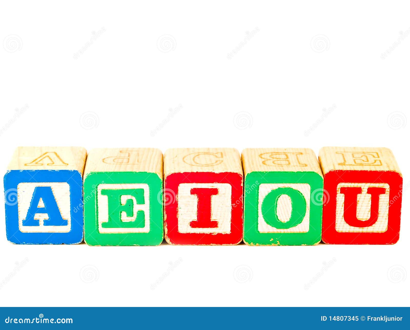 colorful alphabet blocks with all vowels