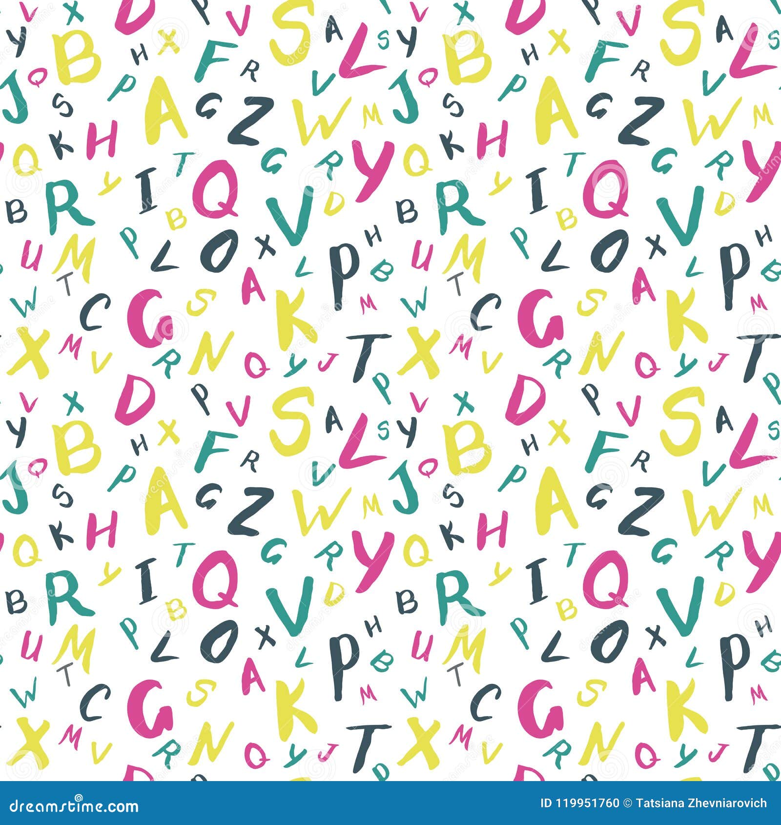 Colorful Alphabetical Vector Seamless Pattern Stock Vector