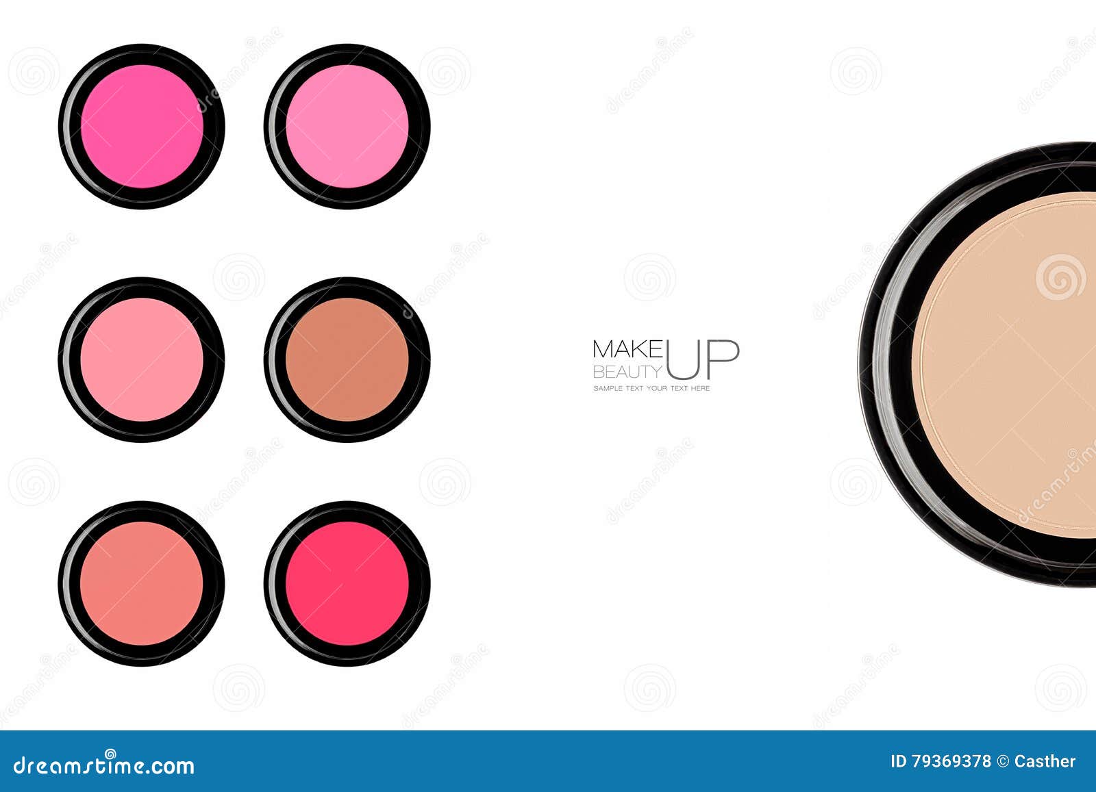 Colorful Array of Trendy Blush and Powder Makeup Stock Illustration