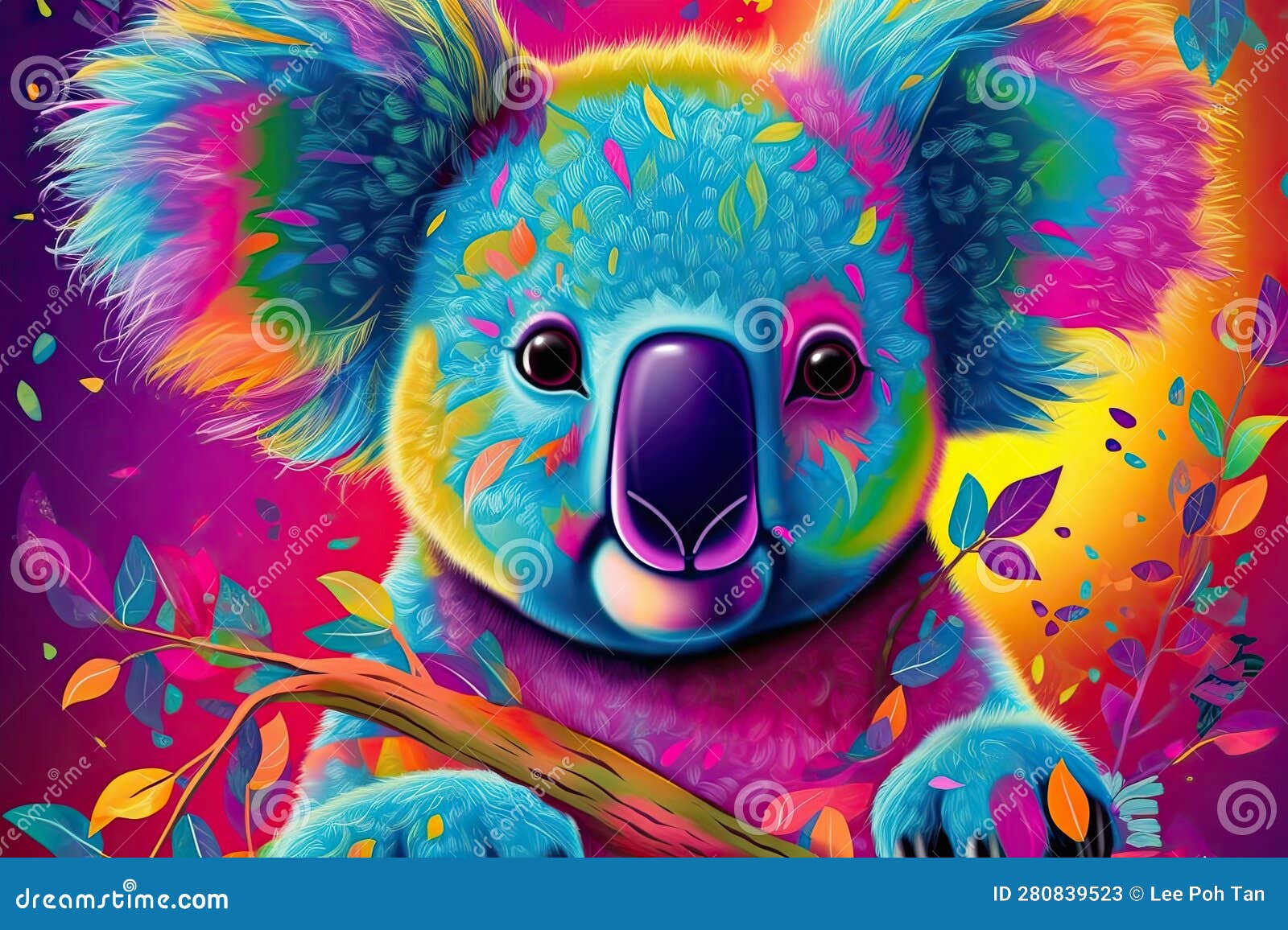 The Colorful Art of Koala Bear Stock Illustration Illustration of
