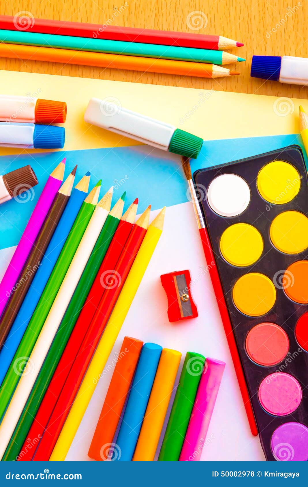 Colorful art supplies stock photo. Image of elementary 50002978
