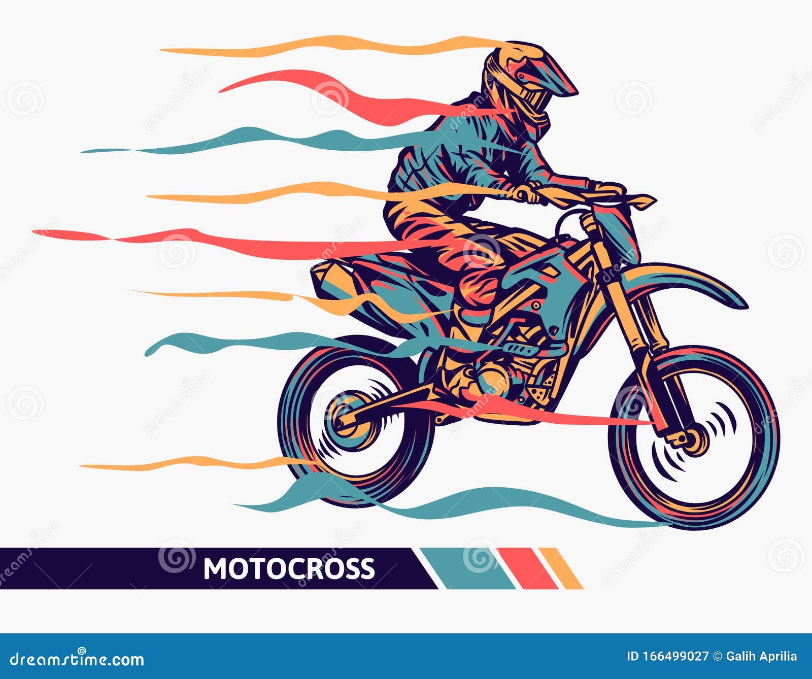 colorful artwork motocross  with motion fast graphic extreme sport