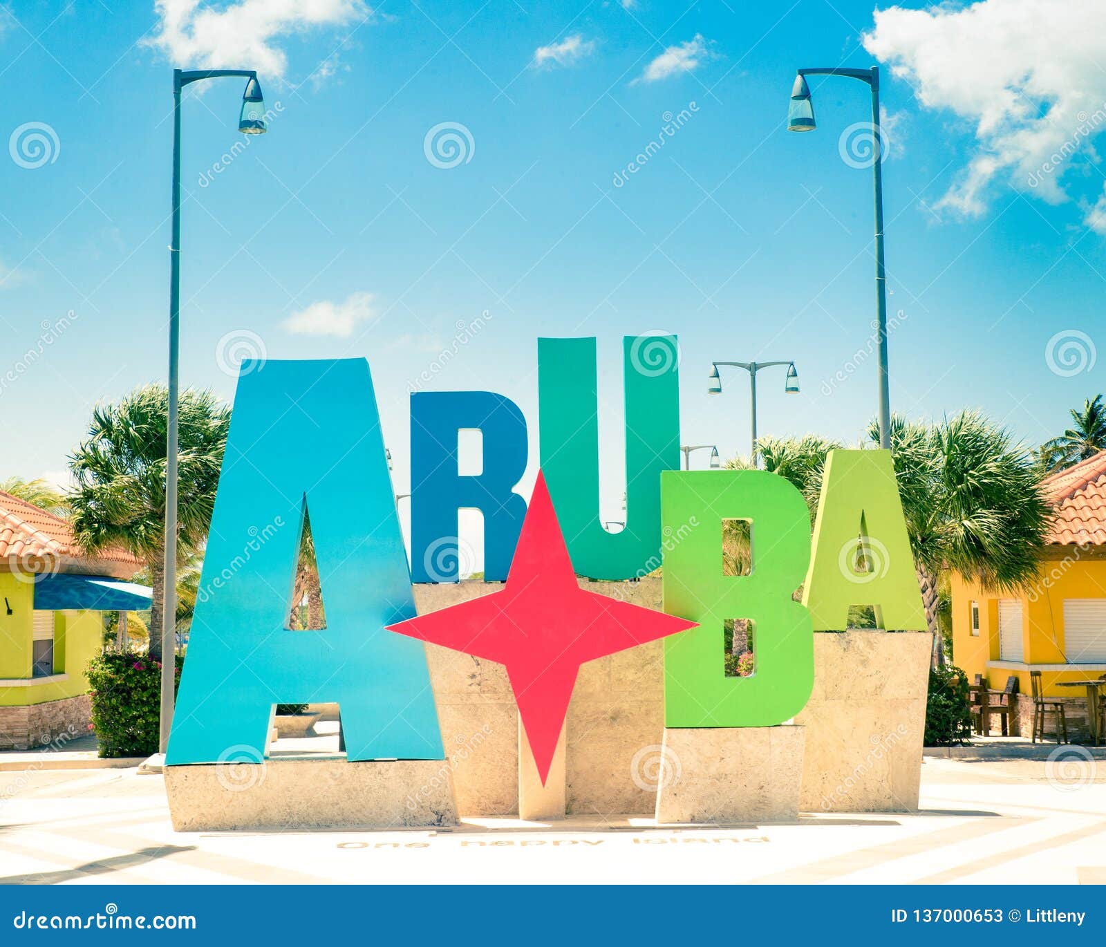 Aruba Welcome Sign On A Sunny Day Stock Image Image Of Letters