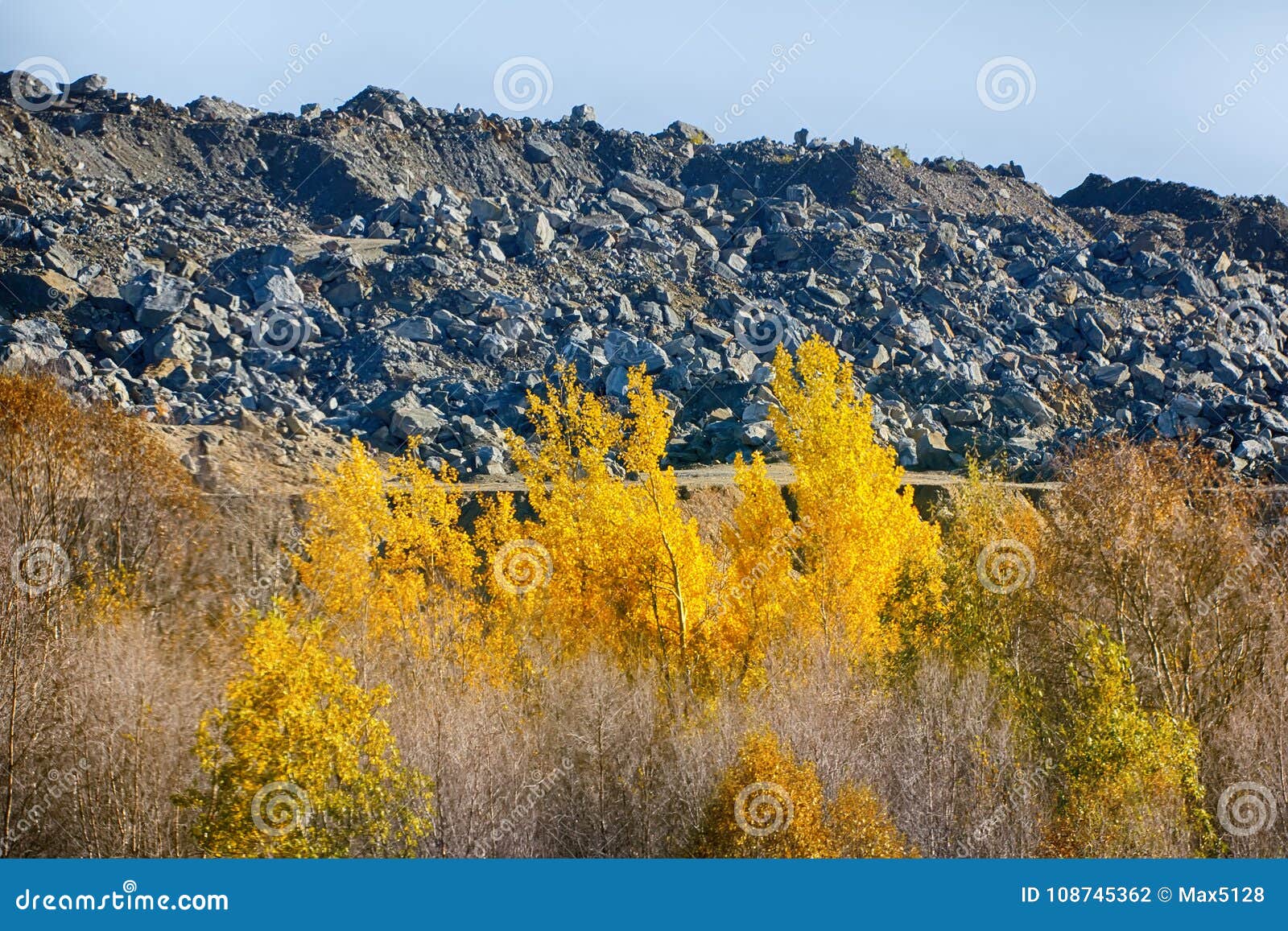 waste piles next to mine polymetallic ores