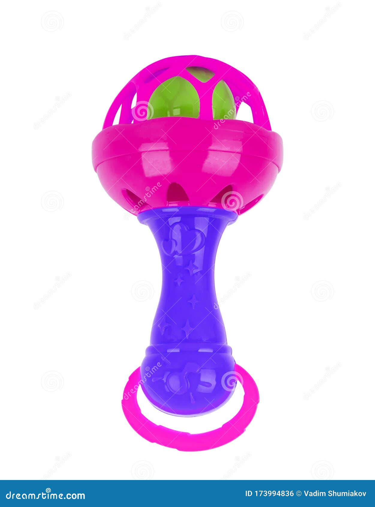 A Colorful Baby Rattle on a White Horizontal Background Stock Photo Image of object