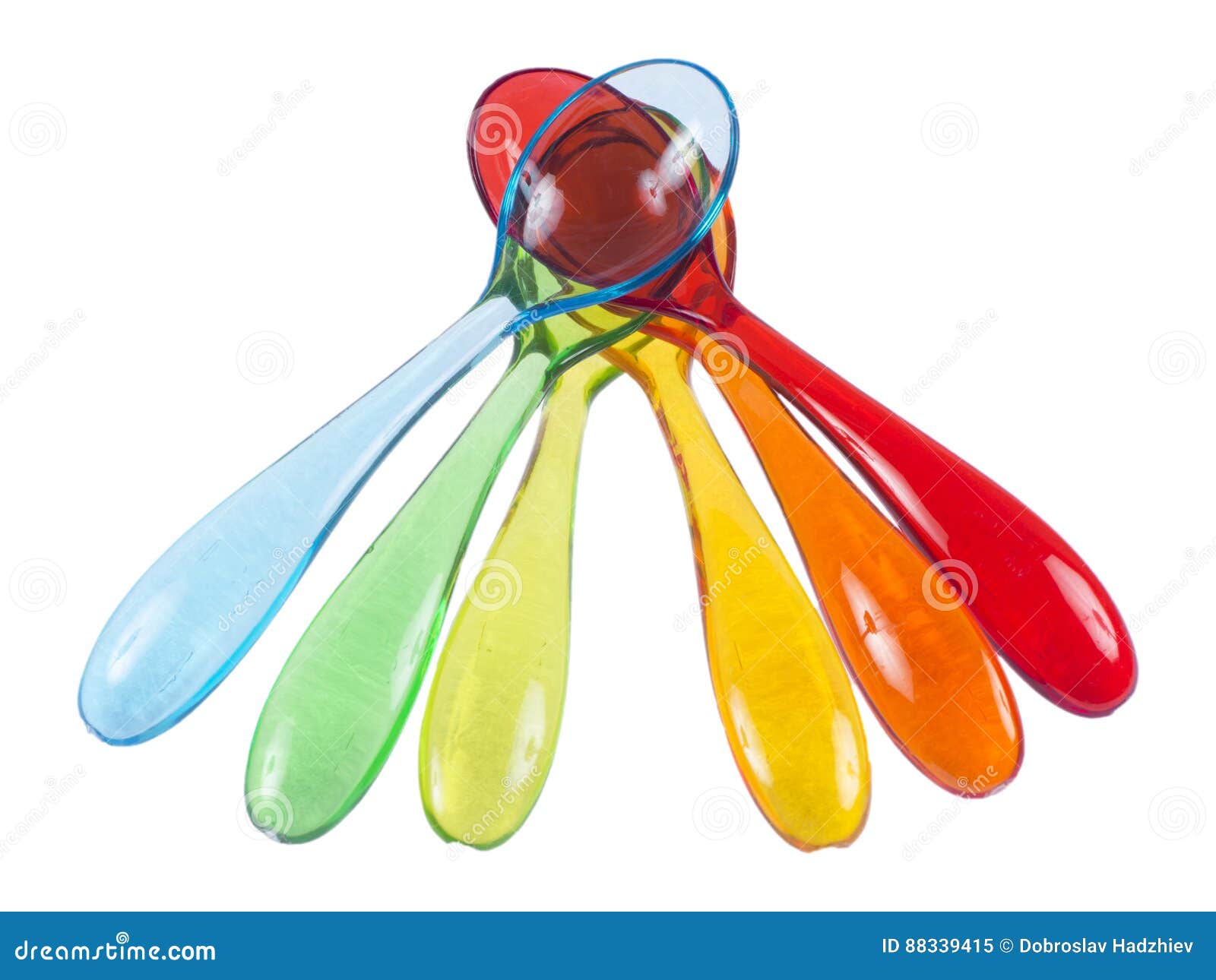 Colorful Baby Spoon Set on White Background Stock Image Image of