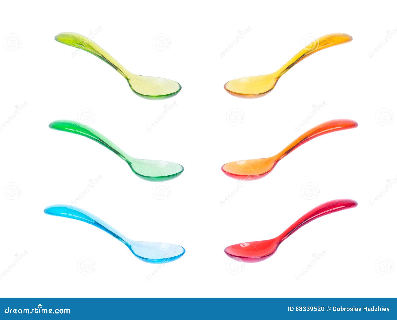 Colorful Baby Spoon Set on White Background Stock Photo Image of