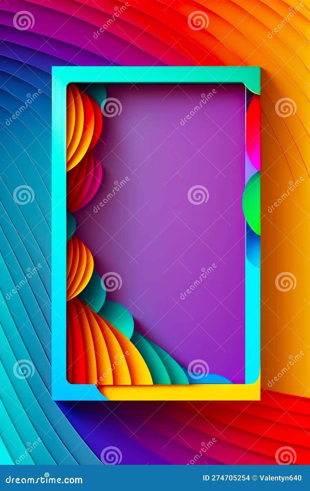 Colorful Background with Blue Frame and Colorful Background with Blue