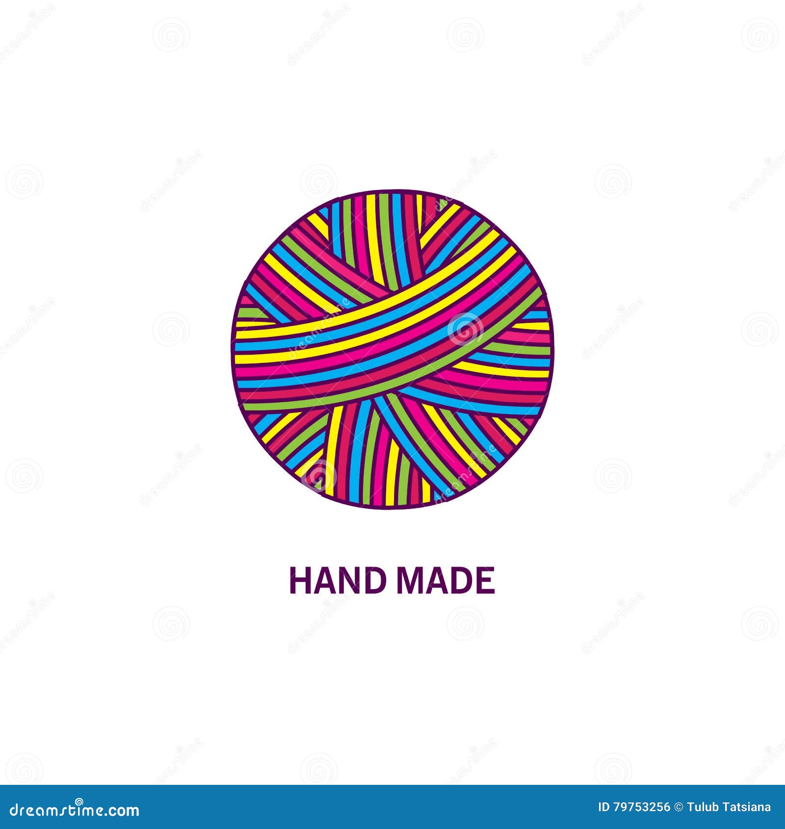 Colorful Ball of Yarn. Logo Creation and Hand Made Stock Vector