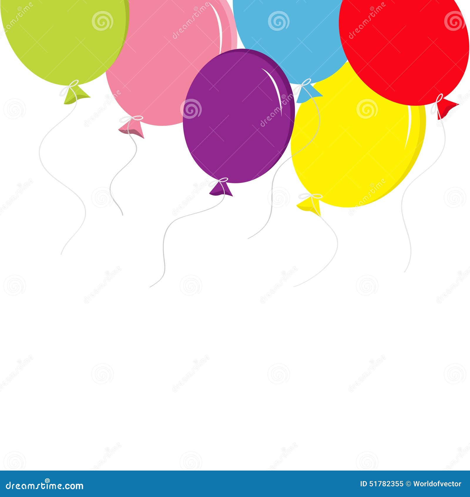 colorful balloon set with bow and thread greeting card background temlate flat 