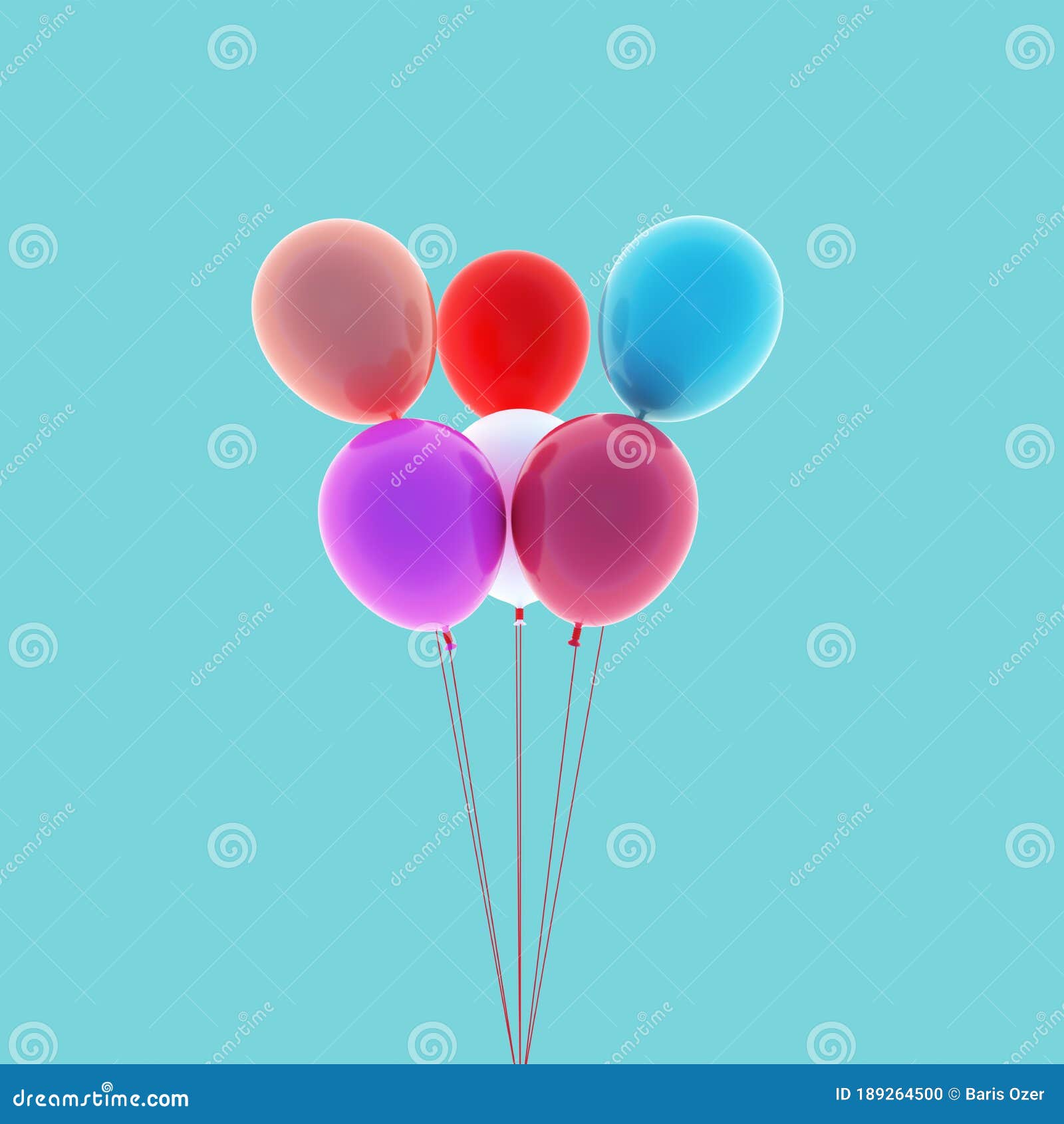 Colorful Balloons in Cyan Background Stock Illustration Illustration