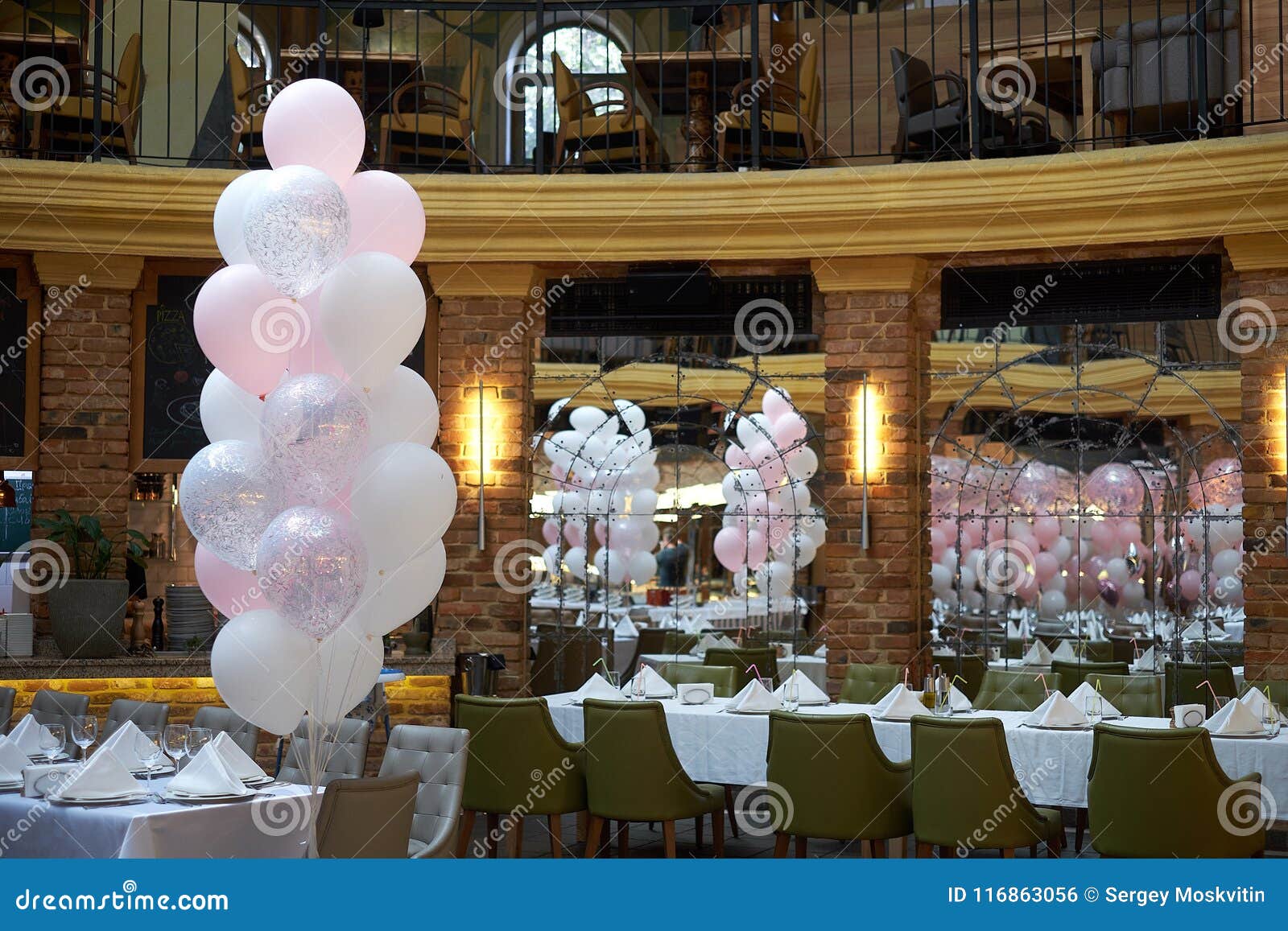 Colorful Balloons Decoration in a Restaurant Stock Photo Image of