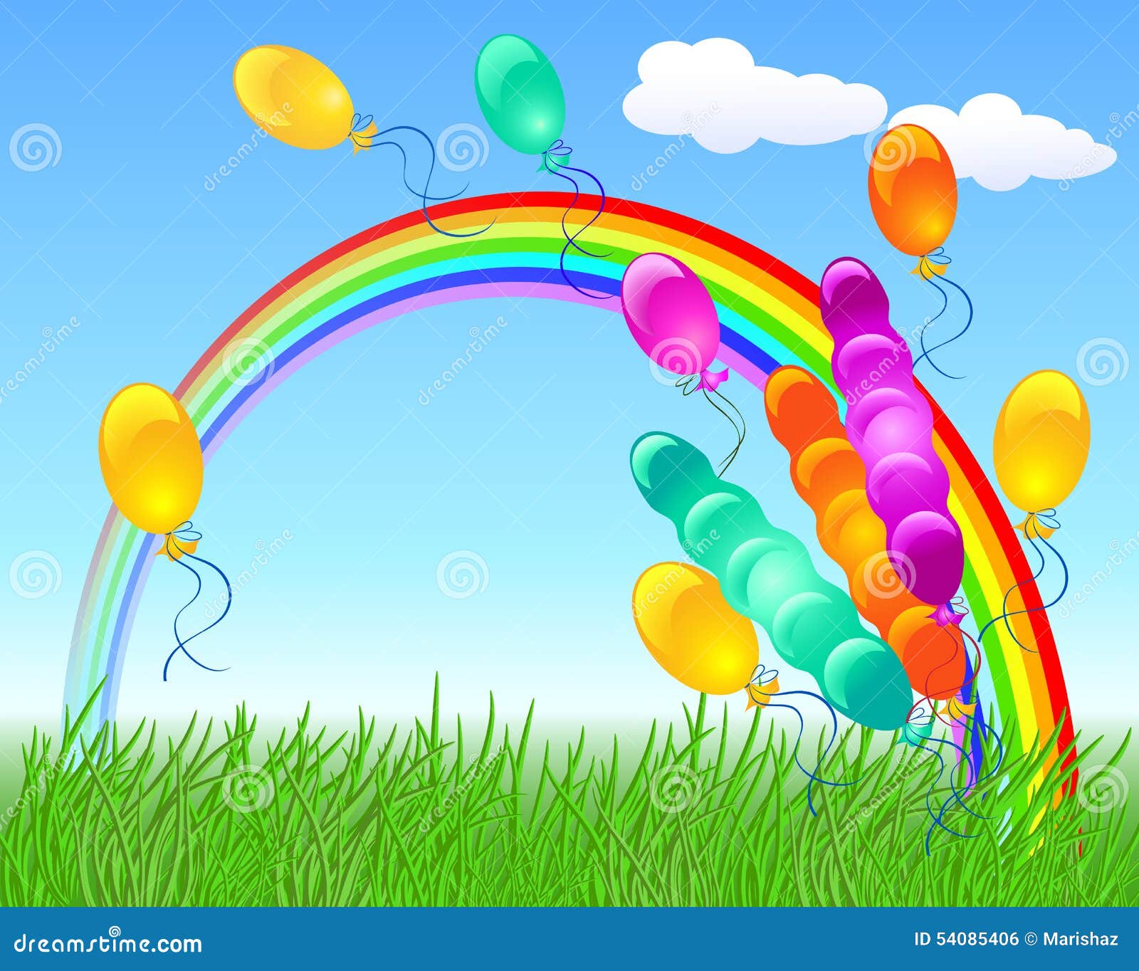 Colorful Balloons And Rainbow Stock Vector - Image: 54085406