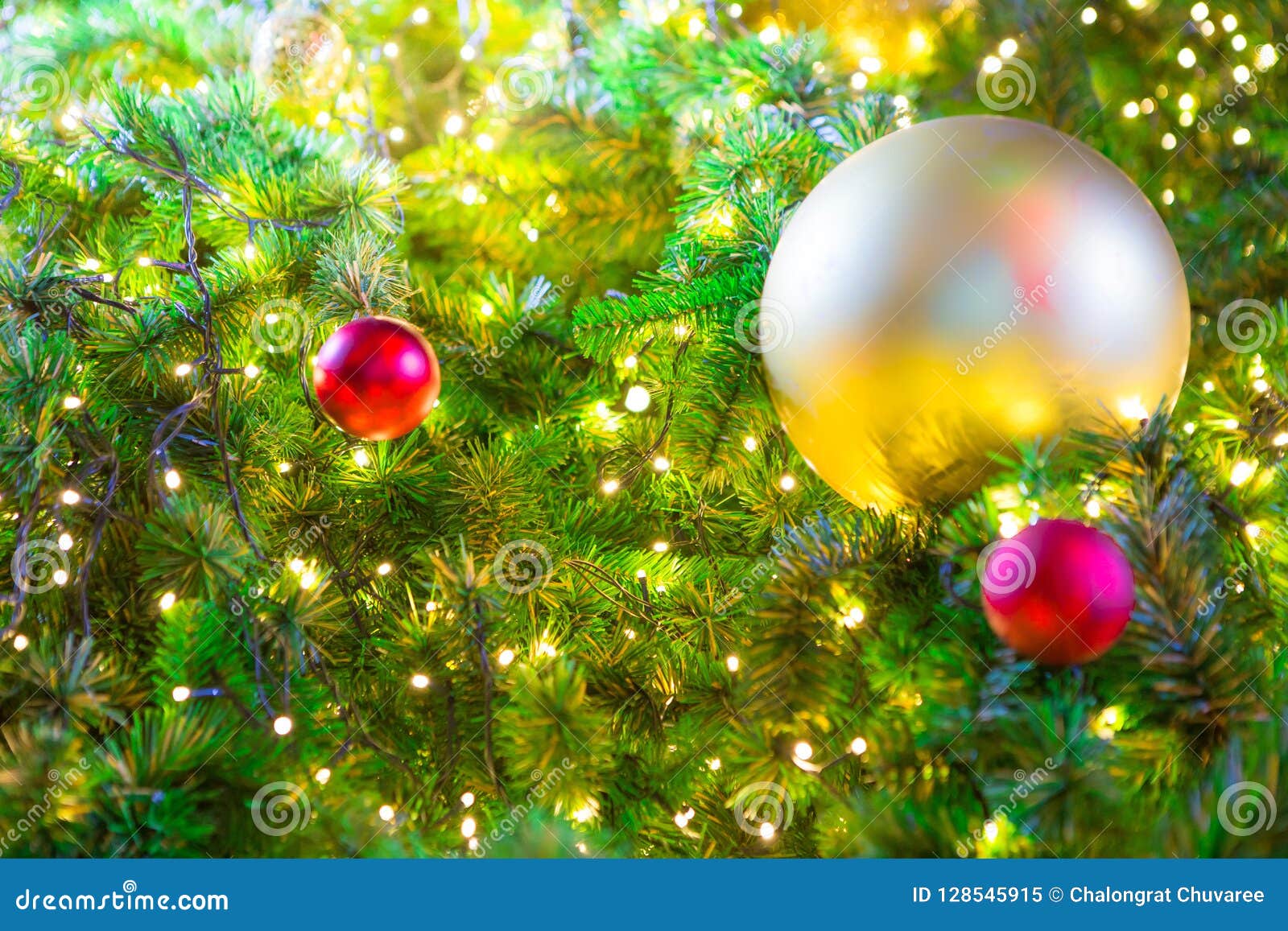 Colorful Balls on a Christmas Tree Stock Image - Image of bright ...