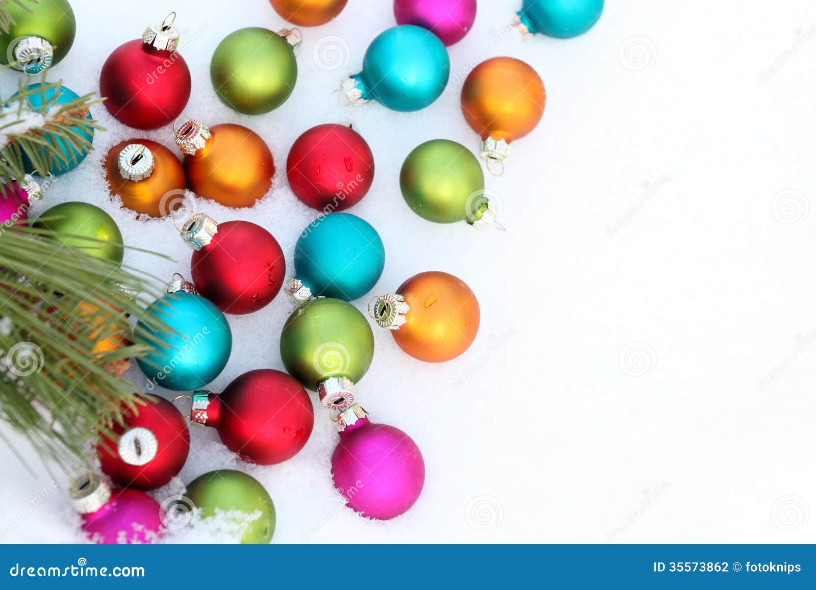 Colorful balls in snow stock photo. Image of decoration - 35573862