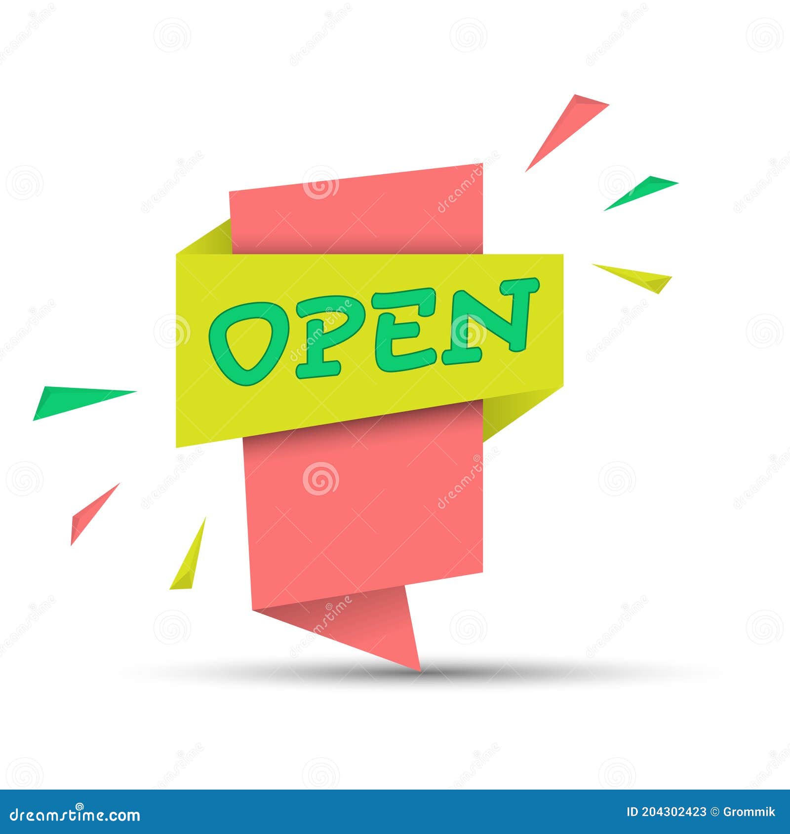 Colorful Banner with the Word OPEN. Simple Vector Illustration Stock