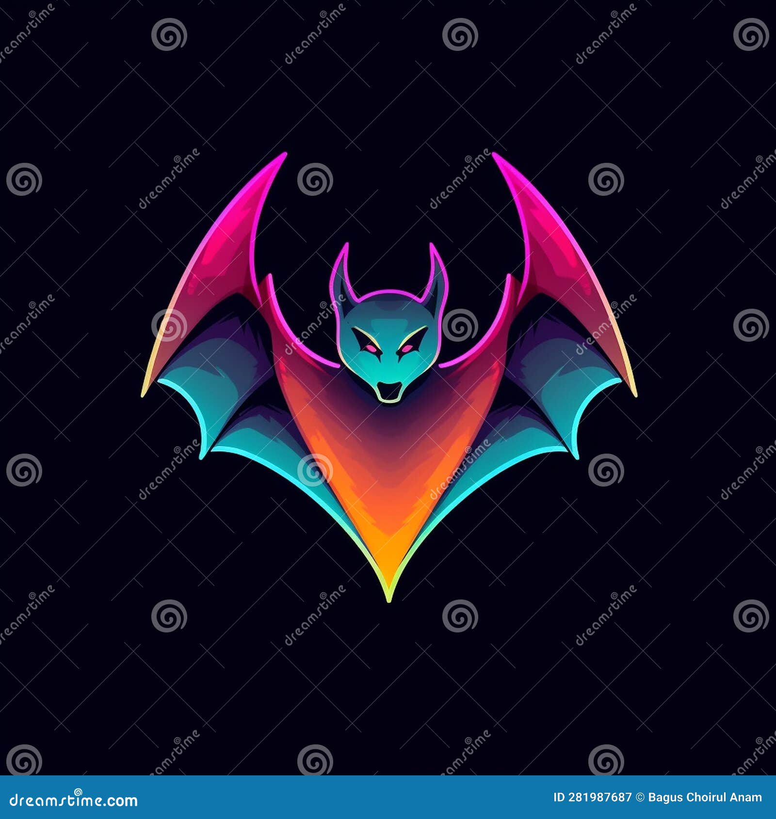 Illustration of a Colorful Bat Logo Stock Illustration - Illustration ...